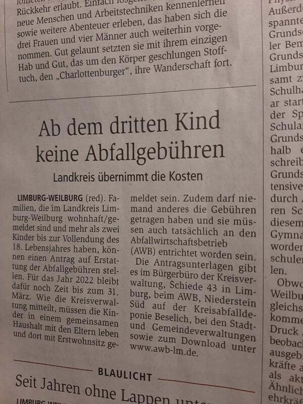 Auszug aus der NNP - Zum Artikel: An alle Familien mit drei oder Mehr Kindern: